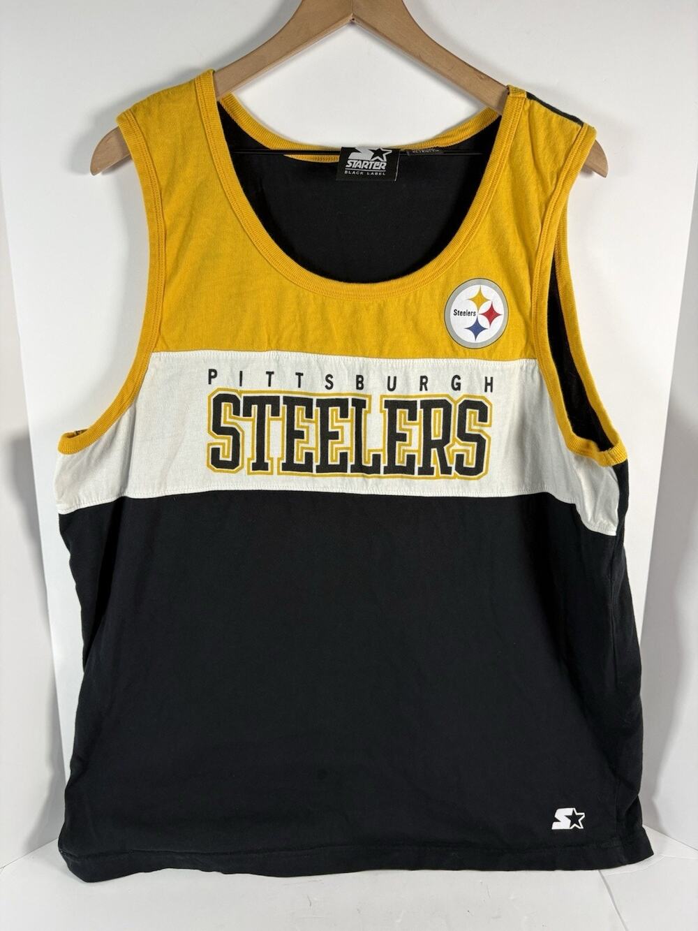 Starter Black Label Pittsburgh Steelers Tank Top Mens XL Black Gold NFL Shirt